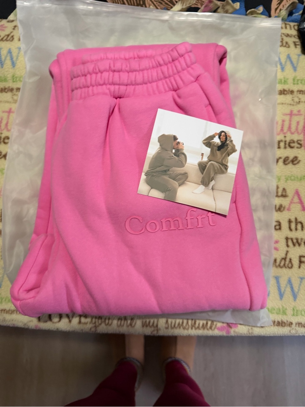 Kids Pink 'Comfrt' Fleece Jogger Sweatpants - Soft Elastic Waist